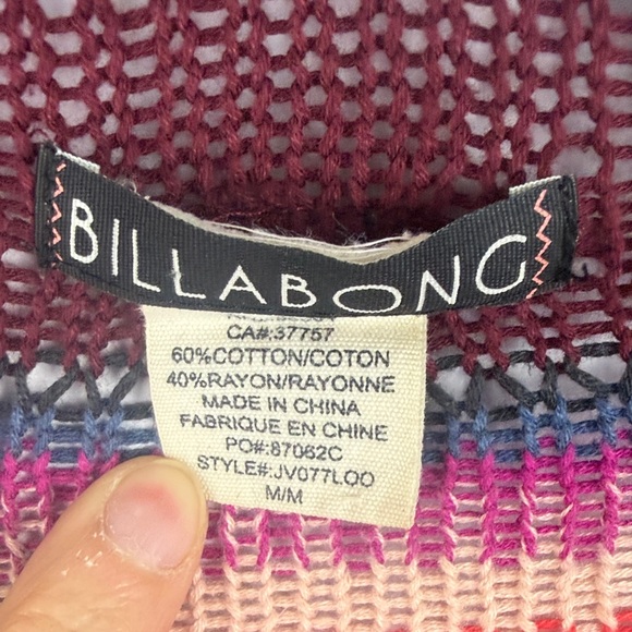 Billabong Boho Striped Open Front Fringe High-Low Hem Cardigan Sweater - Size M - Picture 4 of 14